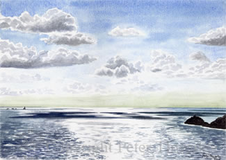 Cape Cornwall, fine art print from watercolour painting
