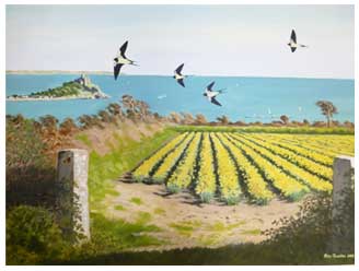 St Michael's Mount, West Cornwall, acrylic on canvas by Peter Thwaites
