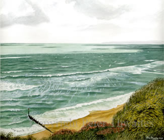Christchurch Bay, fine art print from watercolour by Peter Thwaites