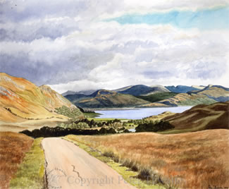 The Road to Kingairloch, fine art print from watercolour painting by Peter Thwaites