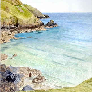 Gaider Cove, Cornwall, printed from a watercolour painting by Peter Thwaites